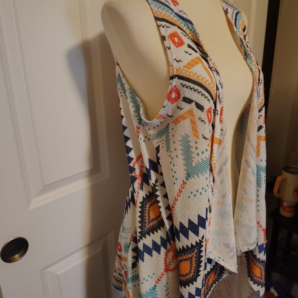 Festival Sweater Throw Top Long Open Front Fairy, M Fasis By California Blue